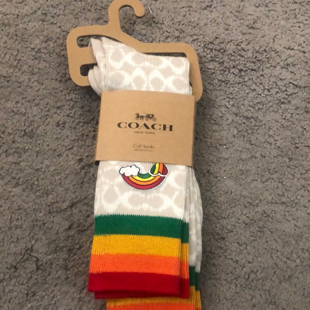 Coach rainbow socks Coach print. Calf socks.